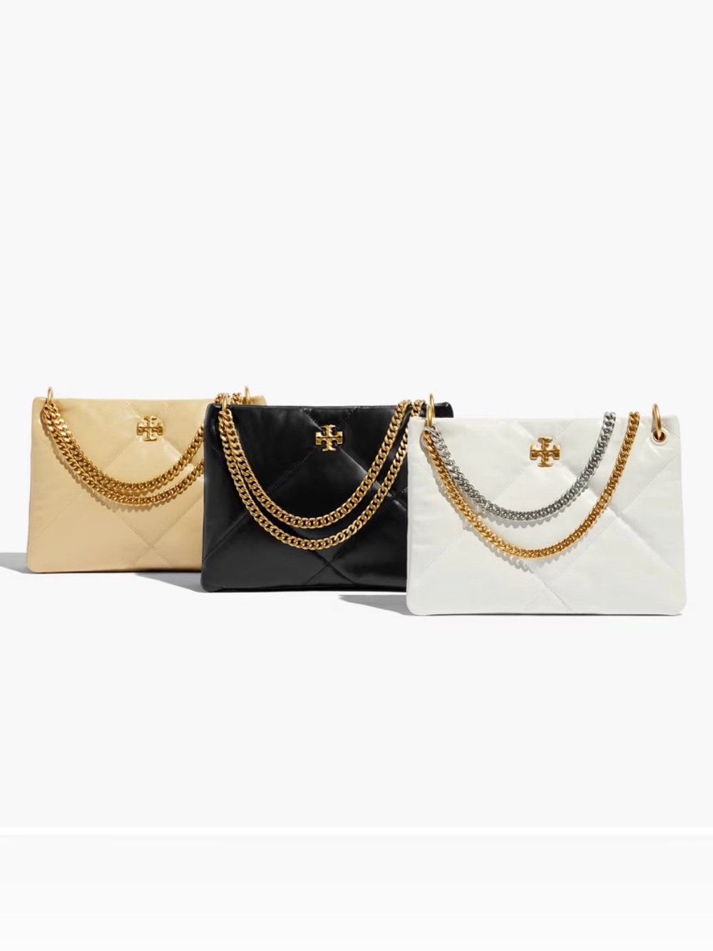 Tory Burch Small Kira Diamond Quilted Leather Shoulder Crossbody Bag in Blanc - Picture 8 of 9